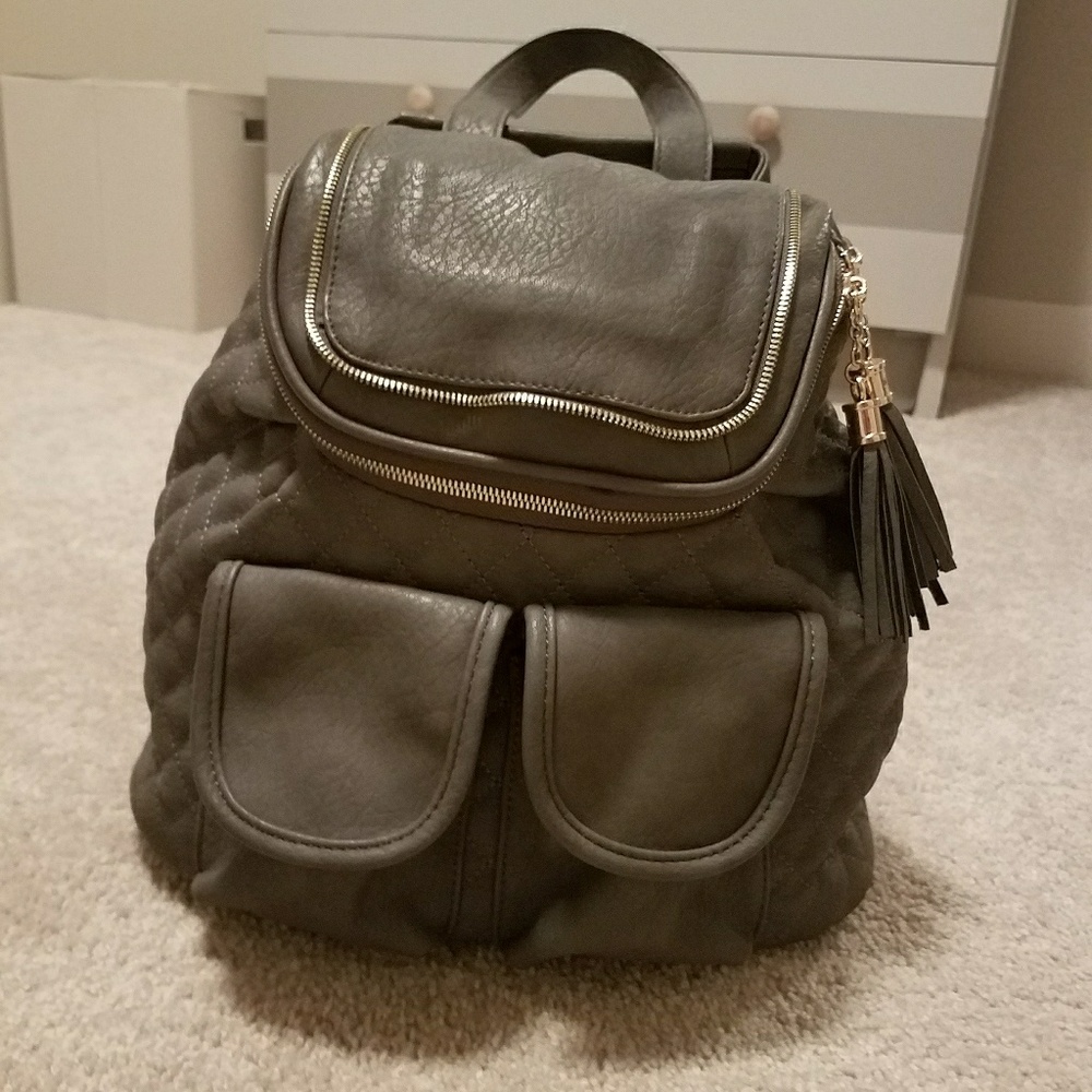 quilted faux leather backpack